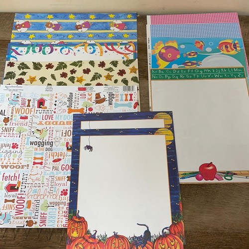 Menge 10 4-12X12 und 6-11x9 Herbst Party Hunde Fisch Karos Sammelalbum Papier Einzeln