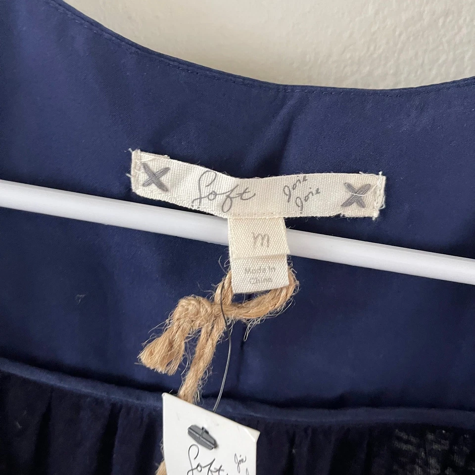 Soft Joie Ellea Linen Blend Tank Dress Womens Medium Blue Silk Casual - NO BELT - Image 4 of 4