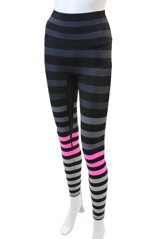 Leggings de mujer K-Deer a rayas cintura alta negro rosa talla XS Foto 2 de 4