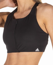 ADIDAS PERFORMANCE ULTIMATE SPORTS TRAINING FRONT ZIP BRA BLACK FJ7283 WOMEN 36B