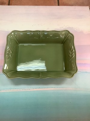 Vintage Arentino Large Stoneware in Green Made in Portugal 14 x 10 x 3 