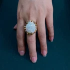 26mm White Coin Pearl Multi Color Cz Pave Finger Rings Adjustable Ring