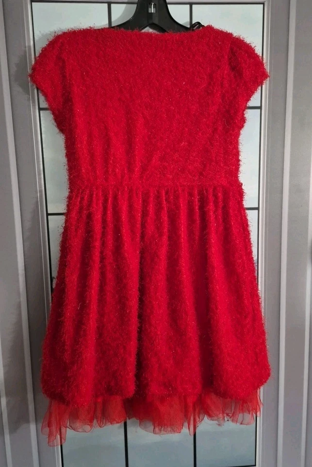 Vestido My Michelle Rojo Sin Mangas Formal con Brillo Difuso Niña Talla 12 Vacaciones Foto 2 de 4