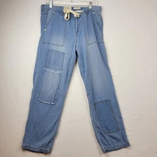 Womens Logo Lori Goldstein Shadow Patch Pull-On Straight Jeans Size 8