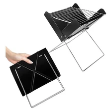 12' Portable Charcoal Barbecue Grill - Collapsable Camping Grill BBQ, Black NEW