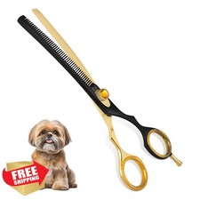 ZAVRIX 7.5" Curved Thinning Dog Grooming Shears 34 Teeth Pet Chunkers