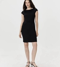 Quince Ultra-Stretch Ponte Cap Sleeve Dress / Black Medium Career Office
