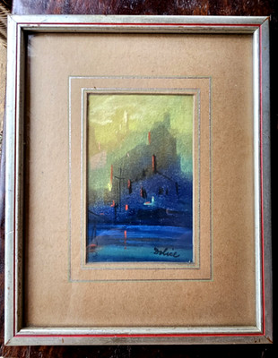 Original VERY EARLY 1920 Leon Dolice Oil Pastel Signed Amazing Note On Back LOOK