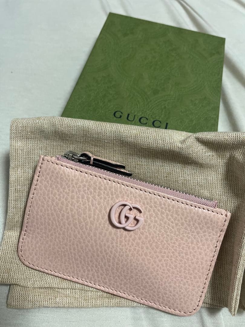 Gucci Marmont Fragment Coin Key Case Pink Blue Interior Used