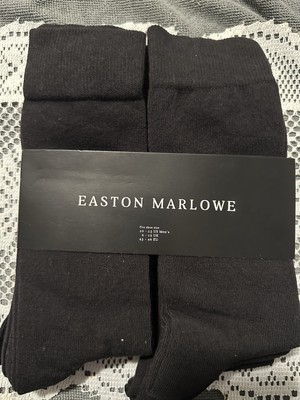 Easton Marlowe Classic Dress Socks Mens Cotton Solid 6 Packs Black Sz 10-13 NWT