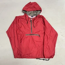 Vintage GAP Anorak Jacket Men's Large 1/2 Zip Hooded Pullover Red Nylon