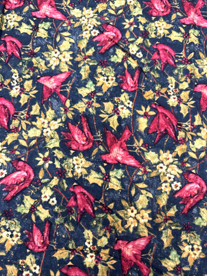 Susan Winget Cardinal Holly Red Birds Dark Moody Cotton Fabric BTHY #65