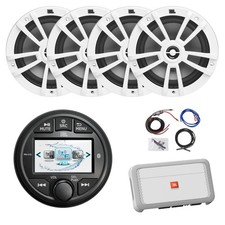JBL Marine AM/FM/WB Receiver, 4x 6.5" 180W White Speakers, Amplifier w/Kit