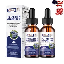 2 Potassium Magnesium Drops High Absorption,Improved Sleep,Stress Anxiety Relief