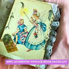 Vintage Antique Old Book Pages Supply Lot Ephemera Junk Journal