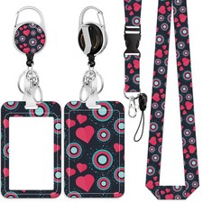 ID Badge Holder with Lanyard, Retractable Badge Reel with Swivel Belt Clip, D...
