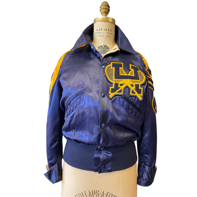 vintage 1950s reversible cropped satin womens letterman jacket s/m