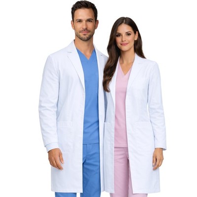 100% Cotton Lab Coat - Quick Release Snaps, Triple Pockets & Phone Slot - OEK...