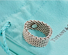 Tiffany & Co. 925 Sterling Silver Signed Wide Mesh Band Ring Size 6