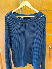 Old Navy Women s Navy Open-Knit Pullover Sweater Crew Neck Long Sleeve XL Tall