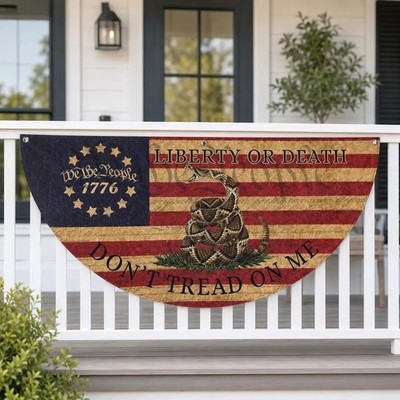 Don t Tread On Me Fence Flag, America 250th Birthday Patriotic Bunting