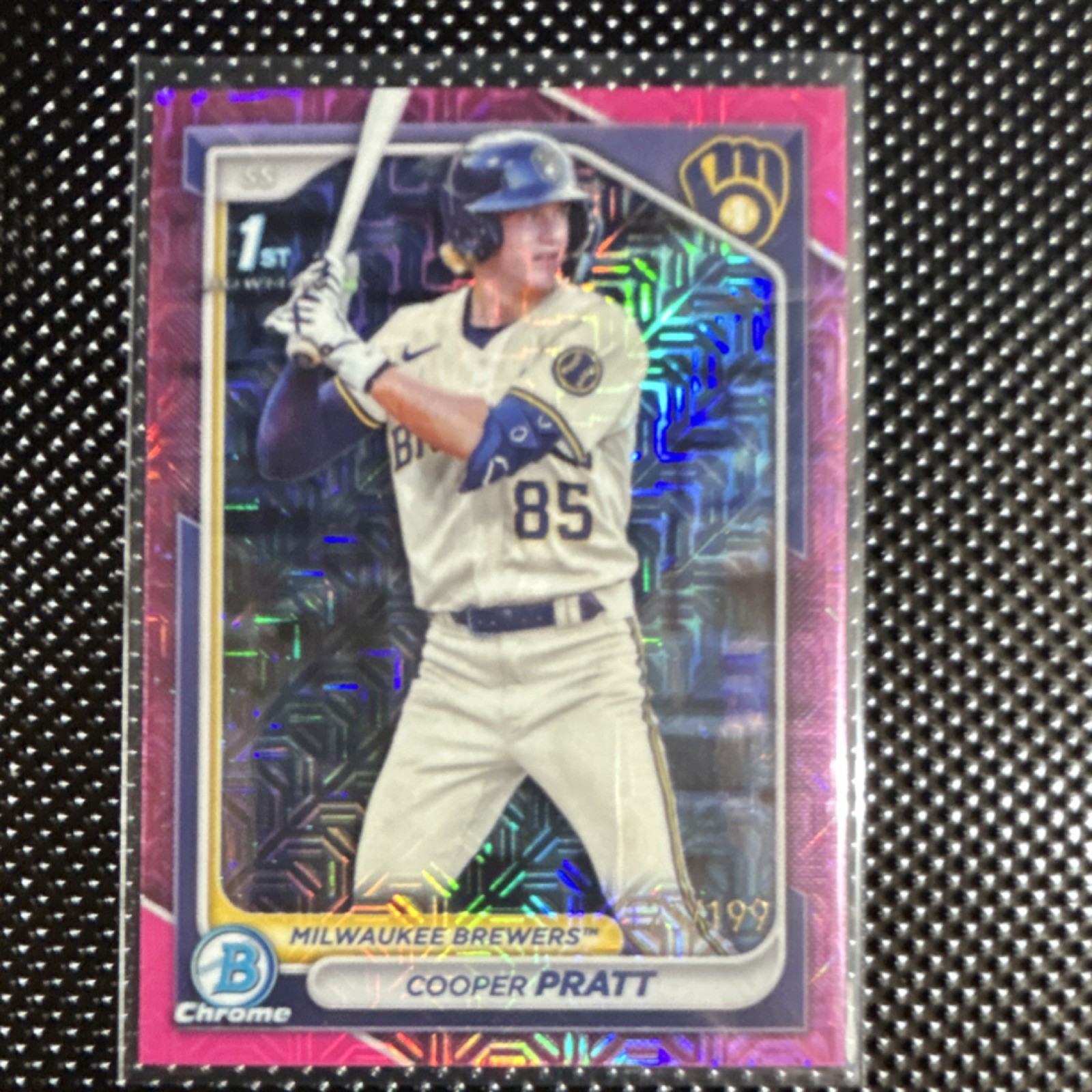 Topps 2024 Bowman Pink Mojo Refractor /199 Cooper Pratt Brewers BCP-137