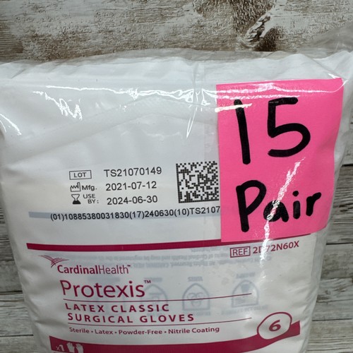 Protexis Latex Classic Surgical Gloves Nitrile Coating 15 Pair Size 6 *See Date* - Picture 2 of 6