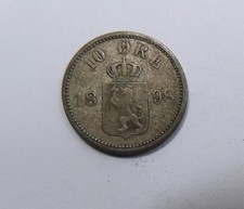 Norway Silver 10 Ore 1898 SCARCE Toned