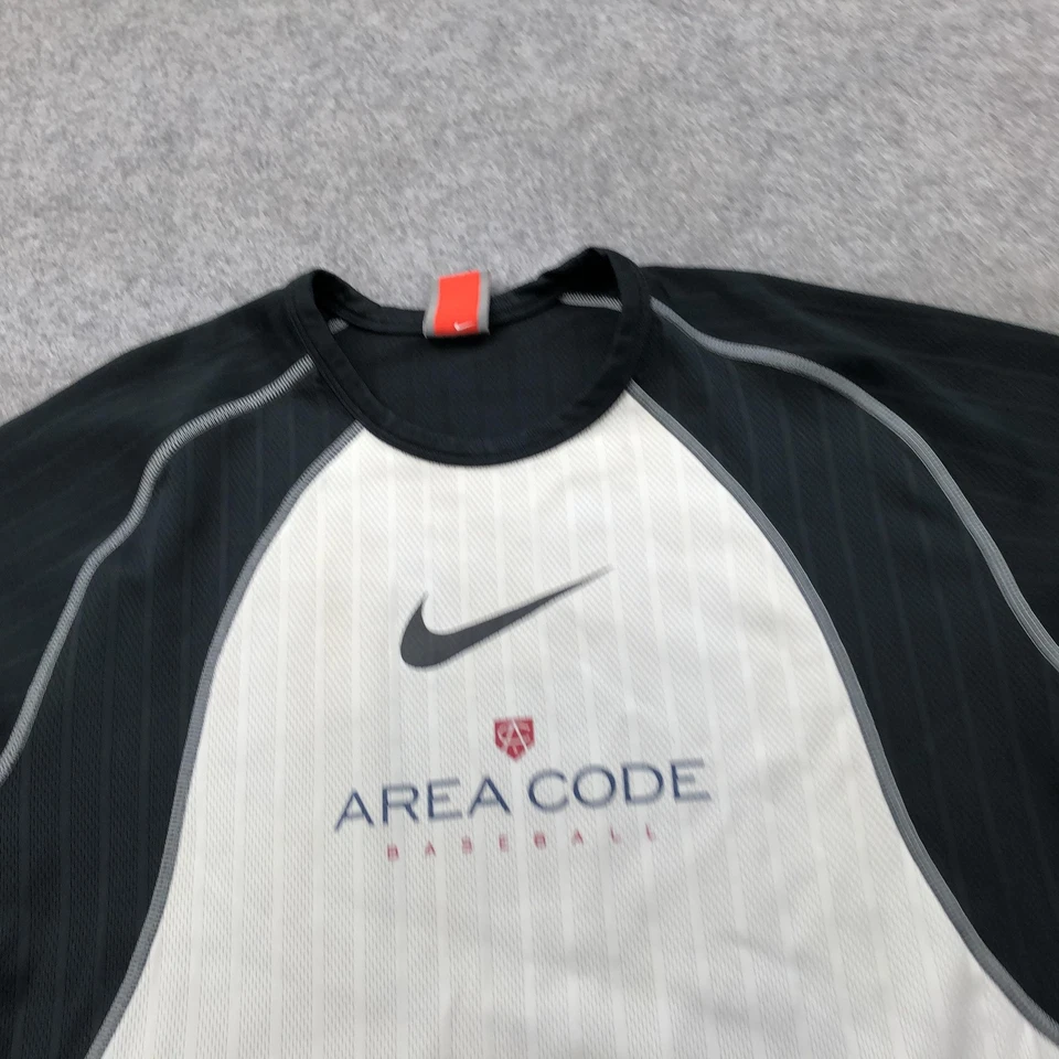 Camisa Nike Para Hombres XL Negra Blanca Rendimiento Raglán NikeFIT Código de Área Béisbol Foto 3 de 4