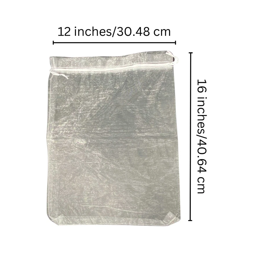 50 Pack Large Organza Gift Bags 12x16 Inch White Weddings Birthdays - Image 2 of 4