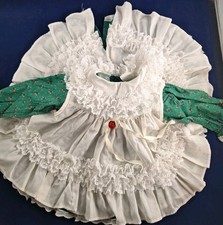 Vtg Bryan Girls Flower Print Green Prairie Dress Ruffles Full Circle 11FB