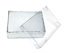 Silver Embossed Cotton-Filled Jewelry Gift Boxes w/Clear Lid - Lot of 10