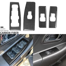 Real Carbon Fiber Interior Window Lift Switch Panel Cover For Ford Taurus 13-19