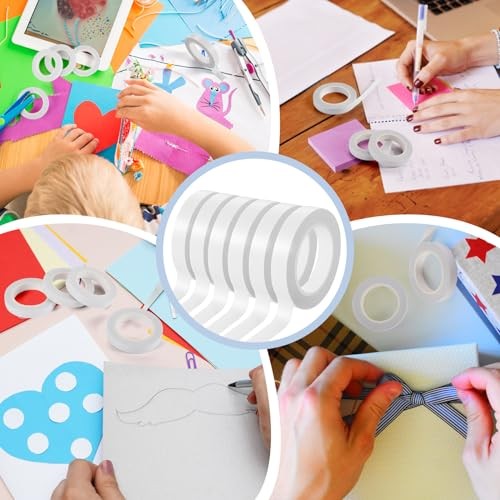 6 rollos de cinta de doble cara para manualidades, cinta fuerte de doble cara, cinta de artista, - Imagen 7 de 8