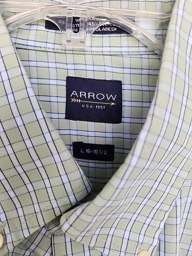 ARROW Mens L Size  Wrinkle Free Regular Fit Dress Shirt Long Sleeve 16-16.5 - Picture 2 of 3