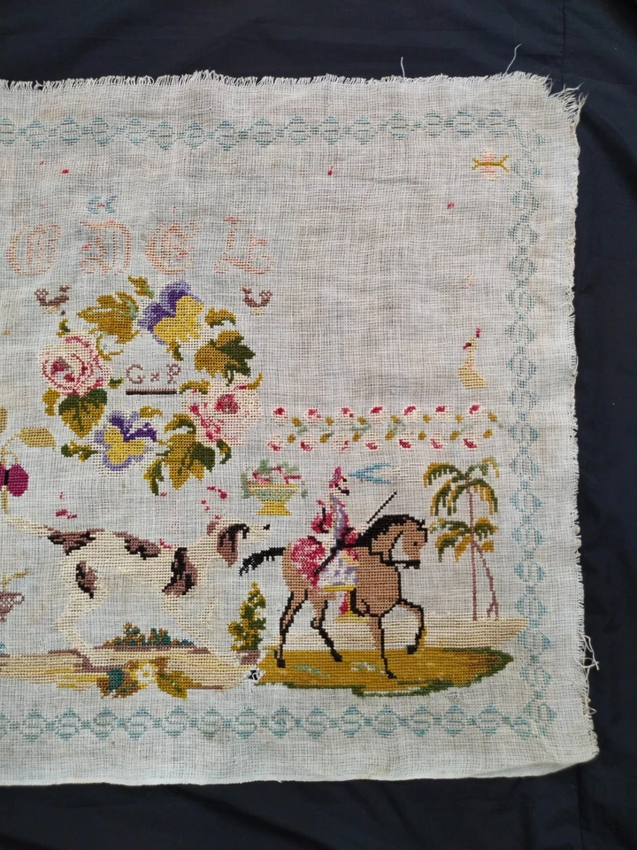 vintage embroidery alphabets sampler needlework textile sampler A113 - Image 3 of 4