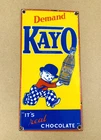 VINTAGE KAYO CHOCOLATE 12x6"  PORCELAIN GASOLINE OIL SODA POP PUMP GAS PUMP SIGN