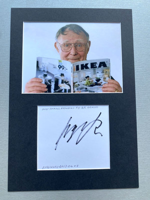 INGVAR KAMPRAD ( 2018) IKEA-Gründer original signed Passepartout 20x30 Autogramm