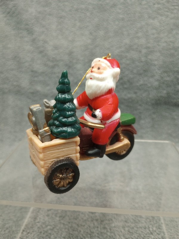 Vintage Santa Claus On A Tricycle Christmas Ornament 