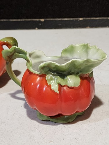 Royal Bayreuth Tomato Condiment Creamer and Sugar Bowl Set w/lids - Picture 9 of 13