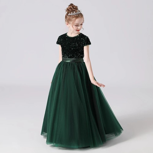 2024 Sparkling sequin short sleeved girl's dress sheer party dress - Picture 24 of 30