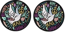 2 pcs Peace Love Patch Colorful Patch - Iron On/Sew On - Cute Applique for Ja...