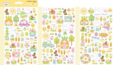 Doodlebug Mini Icon Stickers Bunny Hop Easter Eggs Flowers Carrot House Car Sun