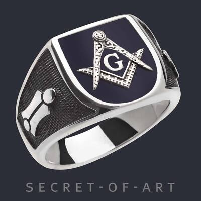 Freimaurer Ring Masonic Klassisch Blue Lodge Siegelring 925 Silber Schmuck Loge