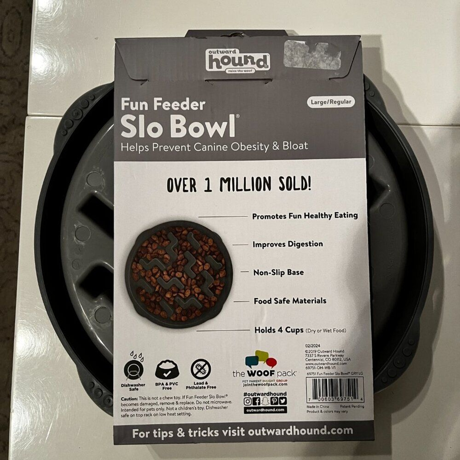 Fun Feeder Slo Bowl - Prevents Canine Obesity &  Bloat (larg