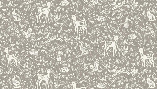 Fat Quarter Clara's Garden Animals On Grey 100%Cotton Quilting Fabric - 第 1/1 張圖片