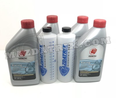 4 Quarts Idemitsu Rotary Engine Premix, plus 2 Mazdatrix 16oz Mixing Bottles