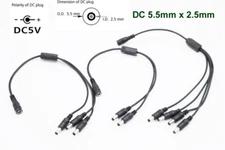 DC Female to 2/3/4/5 Male Power Splitter 5.5mm x 2.5mm Cable Adapter CCTV Camera