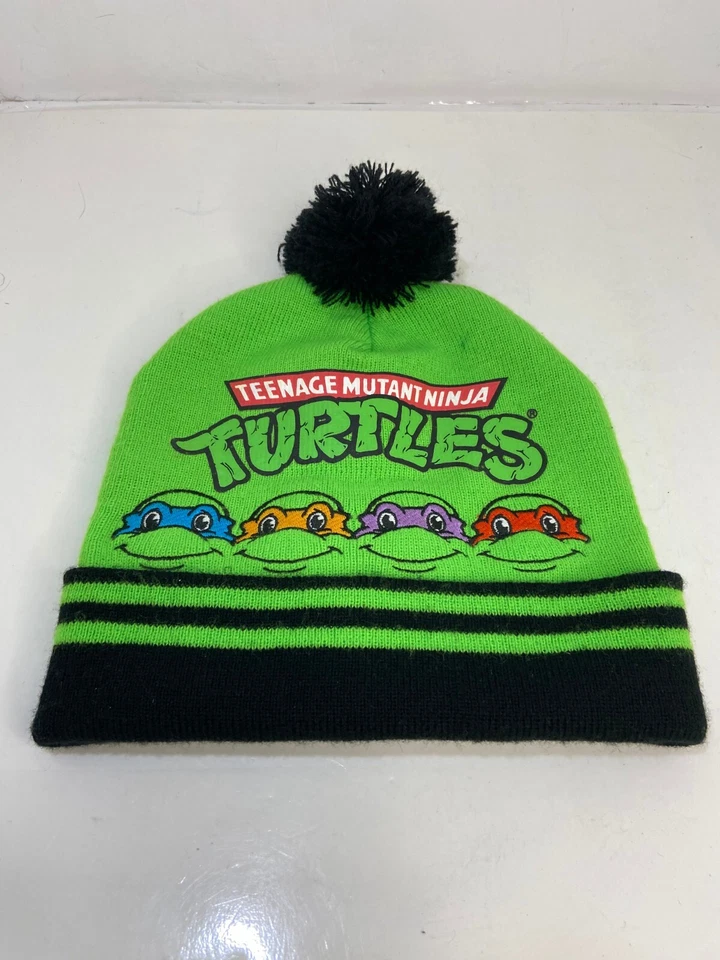 🍌 KIDS TODDLER SIZE GREEN BLACK TMNT TEENAGE MUTANT NINJA TURTLES BEANIE HAT K9 - Image 3 of 4