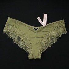 NEW Victoria's Secret Lace Rose Satin Smooth High Leg Cheeky Panty L LARGE